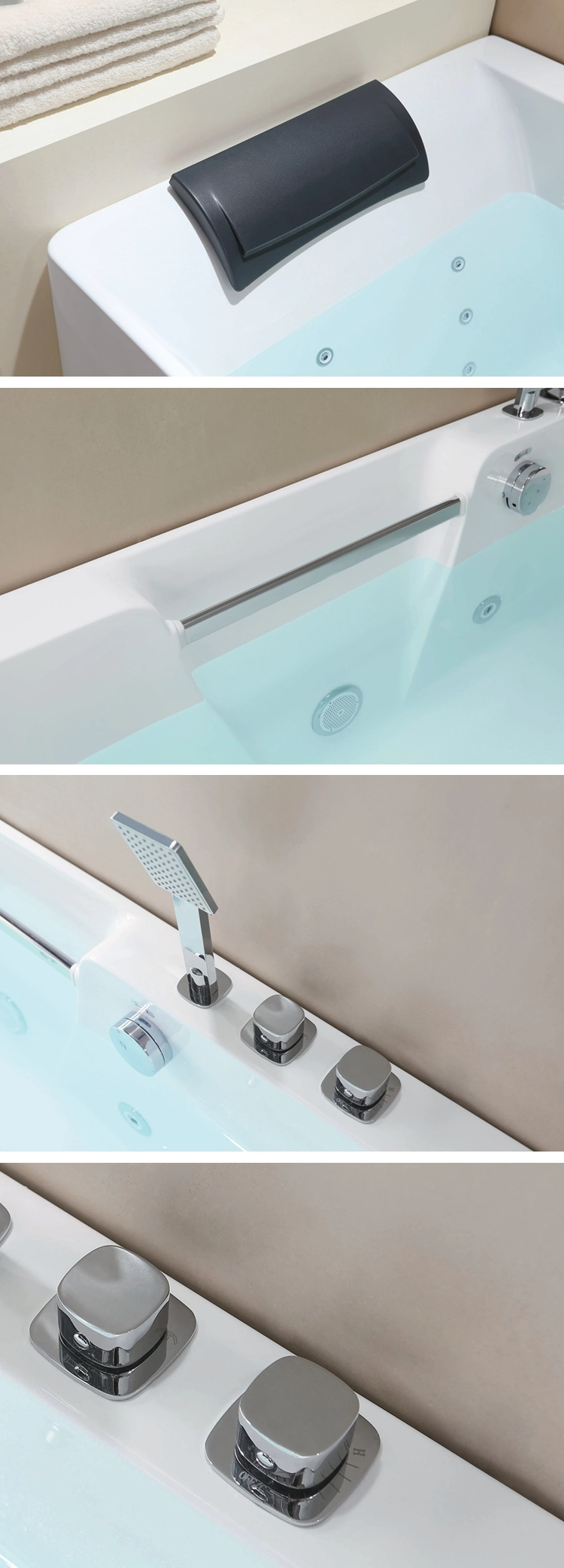 Hight Quality Free Stand Bathtub White Square Whirlpool Acrylic Massage Buthtub