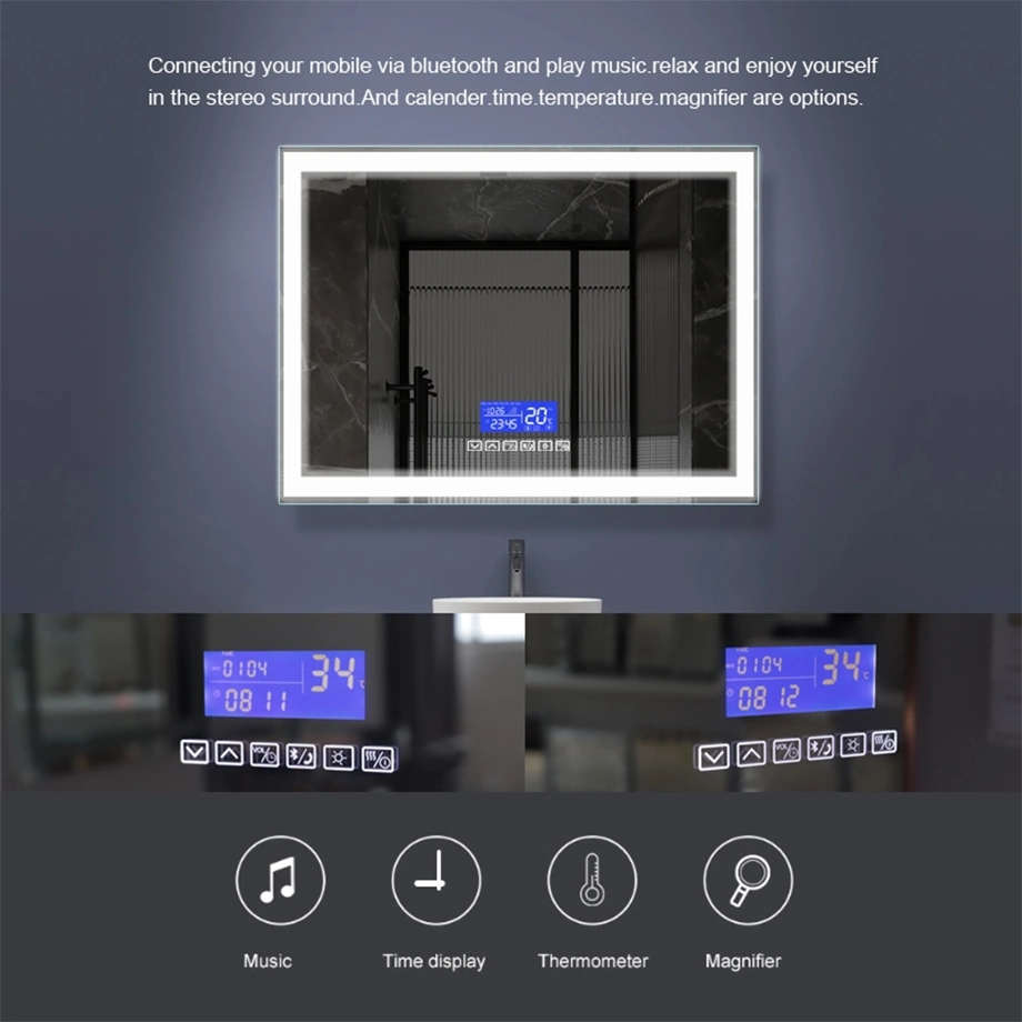 Factory Custom Smart Touch Sensor Illuminated Lighted Wall Mount LED Bathroom Mirror