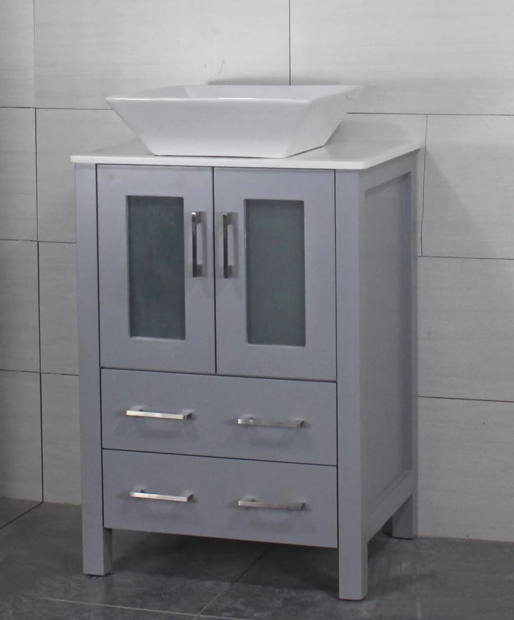 Factory Direct Sales Floor Mounted White Paint Bathroom Vanity Furniture